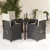 Image de vidaXL Ensemble à manger de jardin coussins 5pcs Noir Résine tressée
