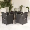 Image de vidaXL Ensemble à manger de jardin coussins 5pcs Noir Résine tressée