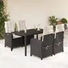 Image de Vidaxl Ensemble Ã Manger De Jardin Coussins 5pcs Noir RÃ©sine TressÃ©e