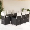 Image de vidaXL Ensemble à manger de jardin 9pcs coussins noir résine tressée