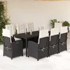 Image de Vidaxl Ensemble Ã Manger De Jardin 9pcs Coussins Noir RÃ©sine TressÃ©e