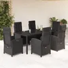 Image de Vidaxl Ensemble Ã Manger De Jardin Coussins 7pcs Noir RÃ©sine TressÃ©e
