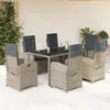 Image de Vidaxl Ensemble Ã Manger De Jardin Et Coussins 7 Pcs Gris Rotin