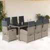 Image de vidaXL Ensemble à manger de jardin 9 pcs coussins gris résine tressée