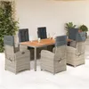 Image de vidaXL Ensemble à manger de jardin et coussins 7 pcs gris rotin