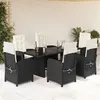 Image de vidaXL Ensemble à manger de jardin coussins 7pcs Noir Résine tressée
