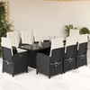 Image de vidaXL Ensemble à manger de jardin 9pcs coussins noir résine tressée