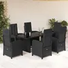 Image de vidaXL Ensemble à manger de jardin coussins 7pcs Noir Résine tressée
