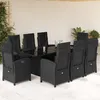 Image de Vidaxl Ensemble Ã Manger De Jardin 9pcs Coussins Noir RÃ©sine TressÃ©e