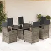 Image de vidaXL Ensemble à manger de jardin et coussins 7 pcs gris rotin