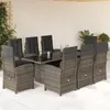 Image de vidaXL Ensemble à manger de jardin 9 pcs coussins gris résine tressée