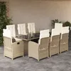 Image de vidaXL Vidaxl Ensemble À Manger De Jardin Et Coussins 9 Pcs Beige Poly Rotin