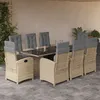 Image de Vidaxl Ensemble Ã Manger De Jardin Et Coussins 9 Pcs MÃ©lange Beige