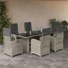 Image de vidaXL Ensemble à manger de jardin et coussins 7 pcs gris clair rotin