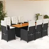 Image de Vidaxl Ensemble Ã Manger De Jardin 9pcs Coussins Noir RÃ©sine TressÃ©e