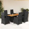 Image de vidaXL Ensemble à manger de jardin coussins 7pcs Noir Résine tressée
