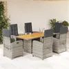 Image de vidaXL Ensemble à manger de jardin et coussins 7 pcs gris rotin