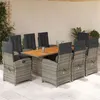 Image de vidaXL Ensemble à manger de jardin 9 pcs coussins gris résine tressée
