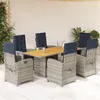 Image de vidaXL Ensemble à manger de jardin et coussins 7 pcs beige poly rotin