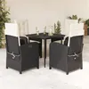 Image de vidaXL Ensemble à manger de jardin coussins 5pcs Noir Résine tressée
