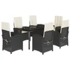 Image de vidaXL Ensemble à manger de jardin coussins 7pcs Noir Résine tressée
