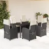 Image de Vidaxl Ensemble Ã Manger De Jardin Coussins 7pcs Noir RÃ©sine TressÃ©e