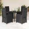 Image de vidaXL Ensemble à manger de jardin coussins 5pcs Noir Résine tressée