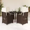 Image de vidaXL Ensemble à manger de jardin 5 pcs et coussins marron poly rotin