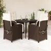 Image de Vidaxl Ensemble Ã Manger De Jardin 5 Pcs Et Coussins Marron Poly Rotin