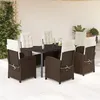 Image de Vidaxl Ensemble Ã Manger De Jardin Et Coussins 7 Pcs Marron Rotin