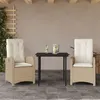 Image de vidaXL Ensemble à manger de jardin et coussins 3 pcs Beige poly rotin