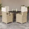 Image de vidaXL Ensemble à manger de jardin avec coussins 5pcs Beige poly rotin