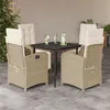 Image de vidaXL Ensemble à manger de jardin avec coussins 5pcs Beige poly rotin