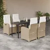 Image de Vidaxl Ensemble Ã Manger De Jardin Avec Coussins 5pcs Beige Poly Rotin