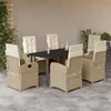 Image de vidaXL Ensemble à manger de jardin et coussins 7 pcs beige poly rotin