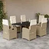 Image de Vidaxl Ensemble Ã Manger De Jardin Et Coussins 7 Pcs Beige Poly Rotin