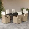 Image de Vidaxl Ensemble Ã Manger De Jardin Et Coussins 7 Pcs Beige Poly Rotin