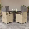Image de vidaXL Ensemble à manger de jardin coussins 5 pcs mélange beige rotin