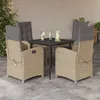 Image de Vidaxl Ensemble Ã Manger De Jardin Coussins 5 Pcs MÃ©lange Beige Rotin