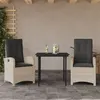 Image de vidaXL Ensemble à manger de jardin 3pcs coussins gris clair poly rotin