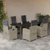Image de Vidaxl Ensemble Ã Manger De Jardin Et Coussins 7 Pcs Gris Clair Rotin