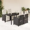 Image de vidaXL Ensemble à manger de jardin coussins 5pcs Noir Résine tressée