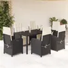 Image de vidaXL Ensemble à manger de jardin coussins 7pcs Noir Résine tressée
