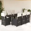 Image de vidaXL Ensemble à manger de jardin 9pcs coussins noir résine tressée