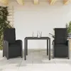 Image de vidaXL Ensemble de bistro 3 pcs avec coussins noir résine tressée
