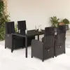 Image de vidaXL Ensemble à manger de jardin coussins 5pcs Noir Résine tressée