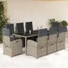 Image de vidaXL Ensemble à manger de jardin 9 pcs coussins gris résine tressée