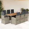 Image de vidaXL Ensemble à manger de jardin 9 pcs coussins gris résine tressée