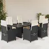 Image de vidaXL Ensemble à manger de jardin coussins 7pcs Noir Résine tressée