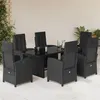 Image de vidaXL Ensemble à manger de jardin coussins 7pcs Noir Résine tressée